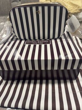 henri bendel Black and White Vertical Stripe Dome Crossbody